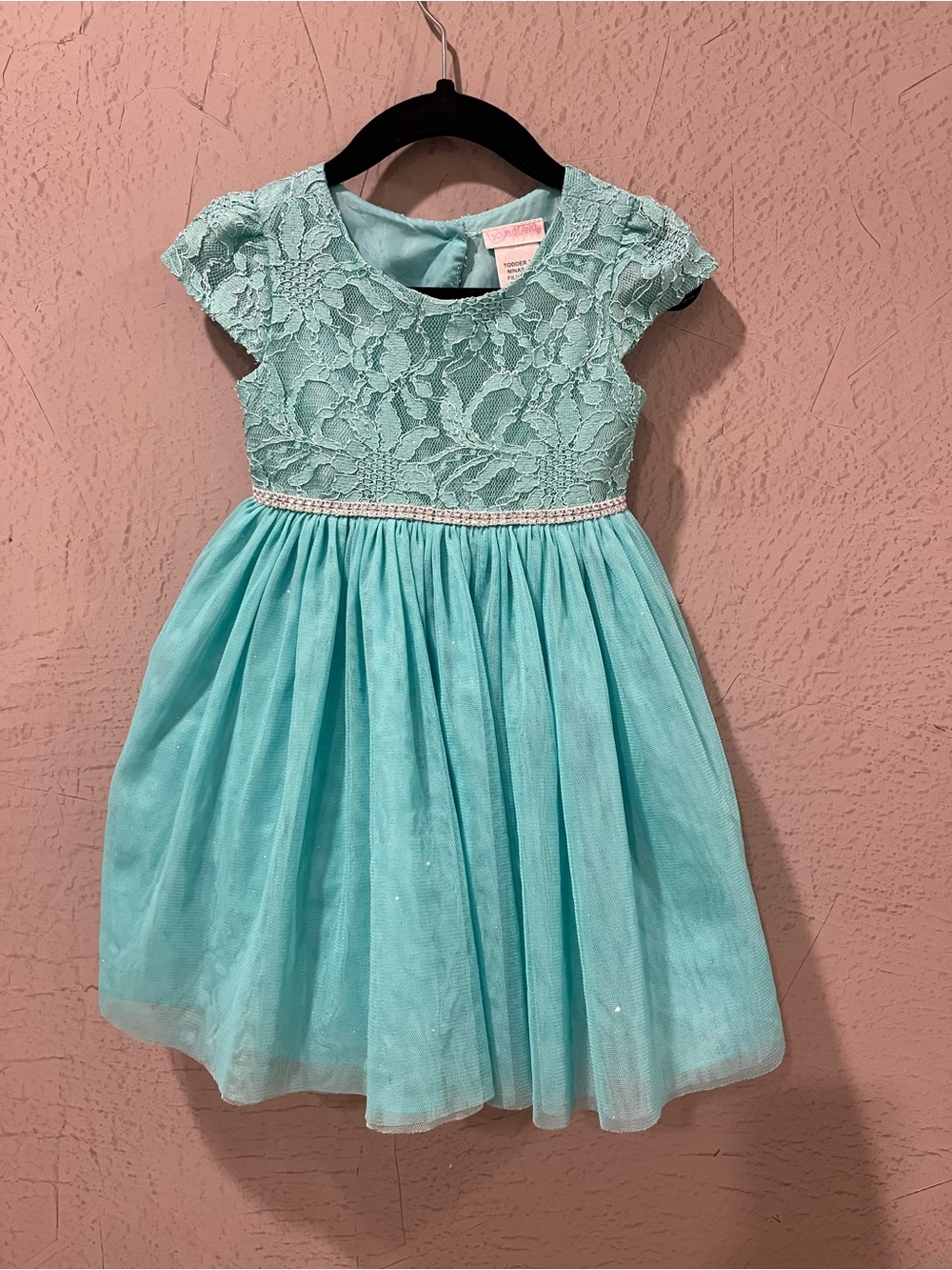 Youngland Aqua Lace Bodice Tulle Party Dress